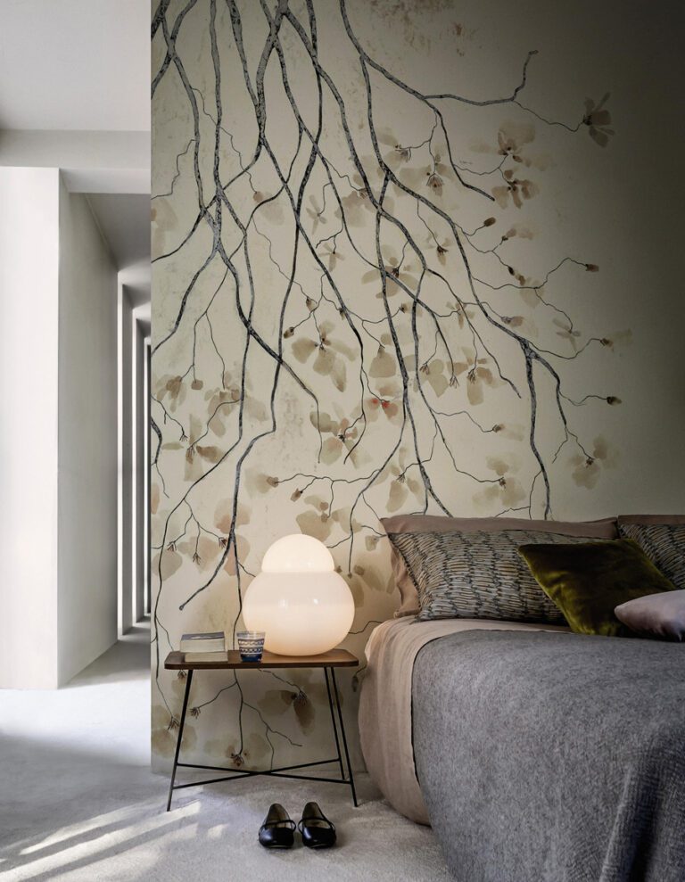 Wall and Deco Italian waterproof wallcovering installed in a bathroom sourced in Ireland by Laffan and Laffan